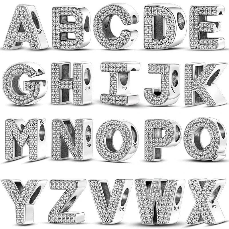 Pulsera Abalorio Para Pulsera Pandora Plata 925 Letras Alfabeto