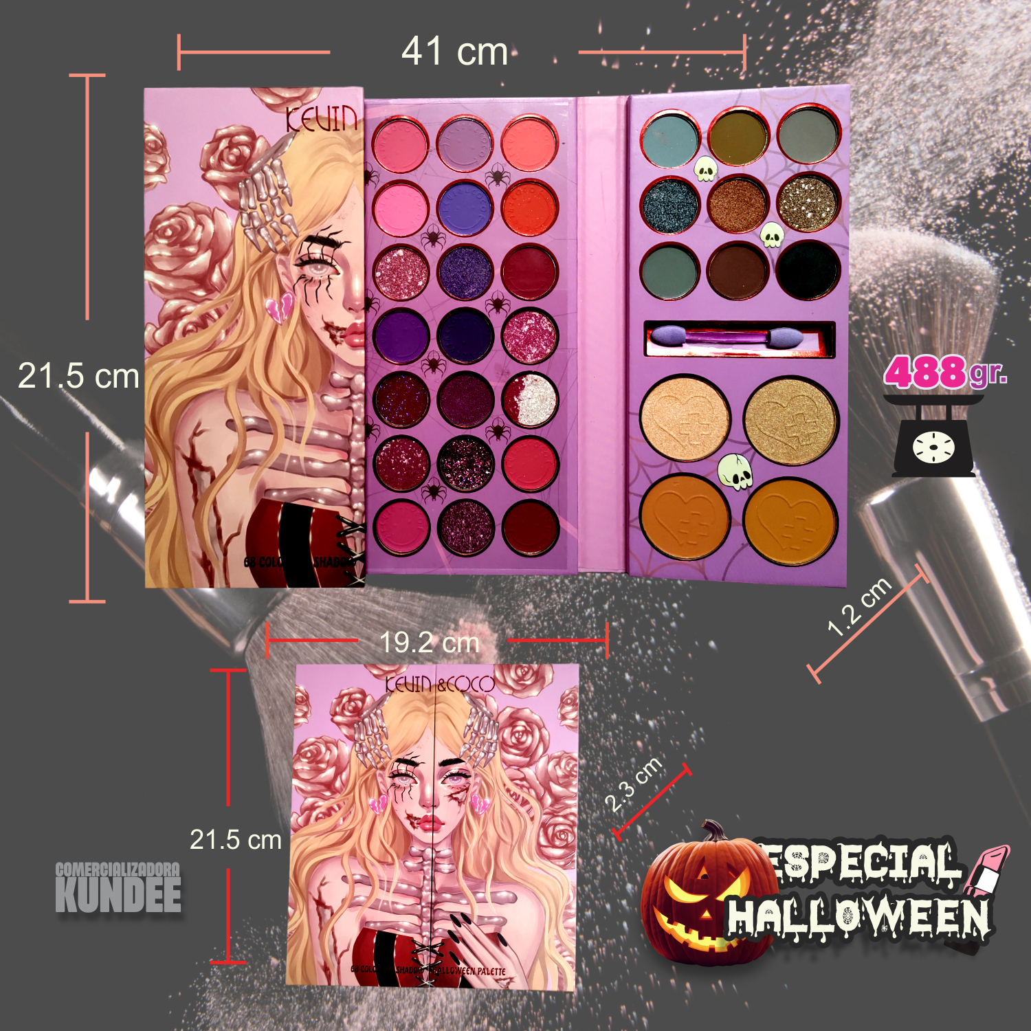 Paleta De Sombras, Especial Halloween, 60+4+4