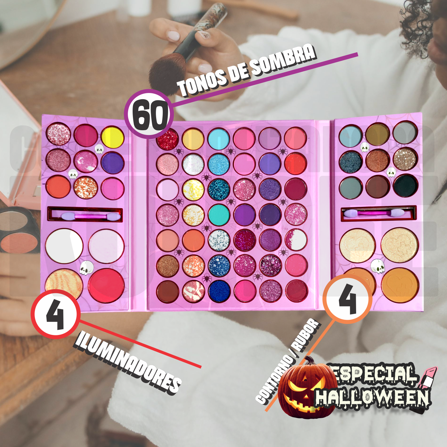Paleta De Sombras, Especial Halloween, 60+4+4