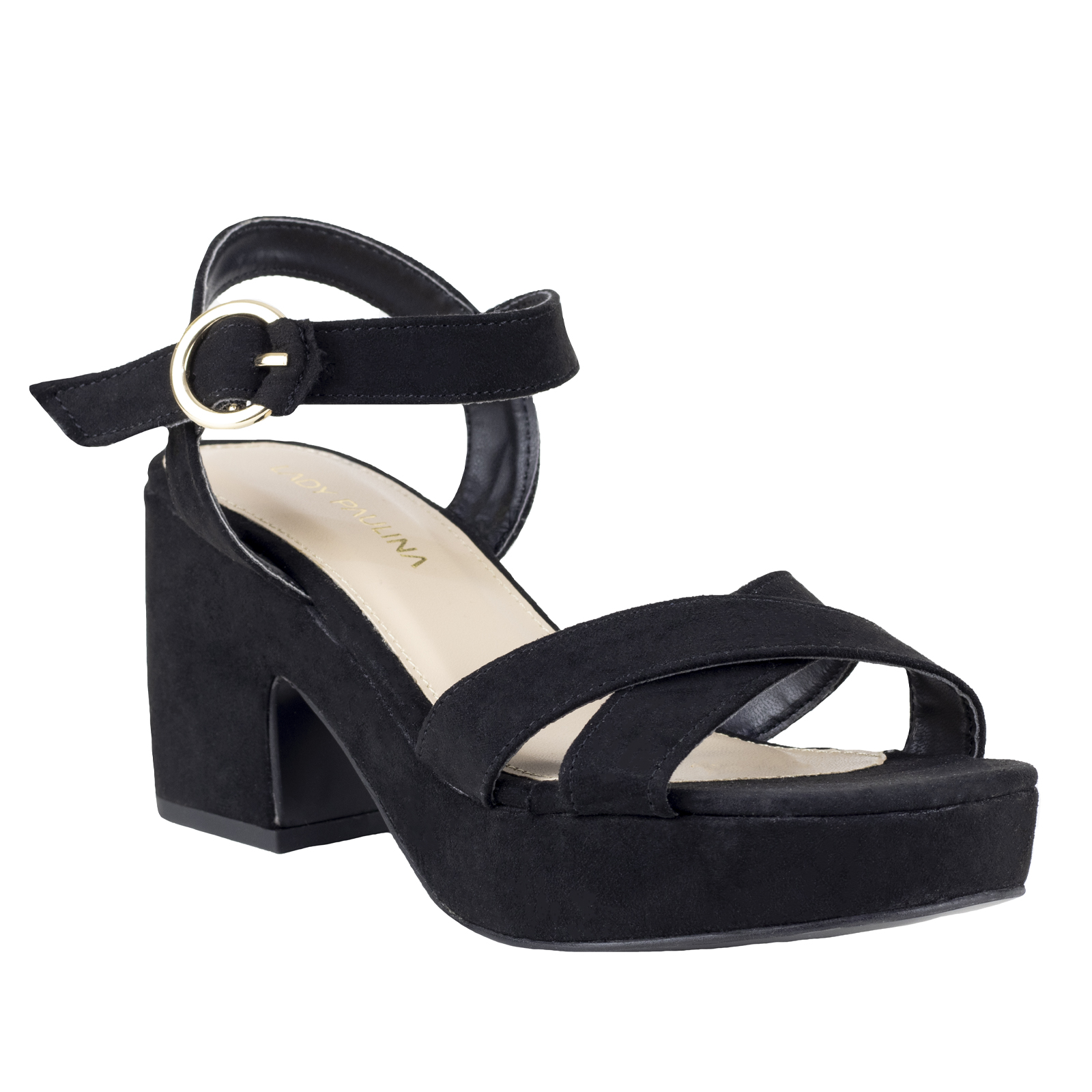 Sandalia De Tacon Plataforma Mujer Lady Paulina 99408 Negro.