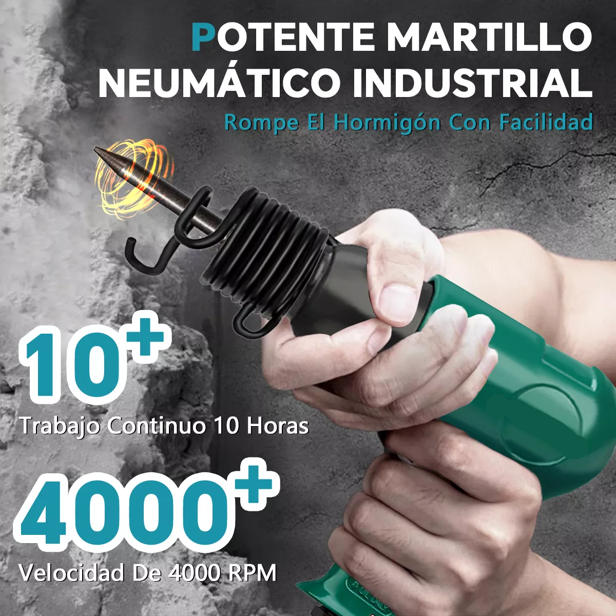 Martillo Neumático Con 4 Cinceles Demoledor Para Ranurar La Superficie