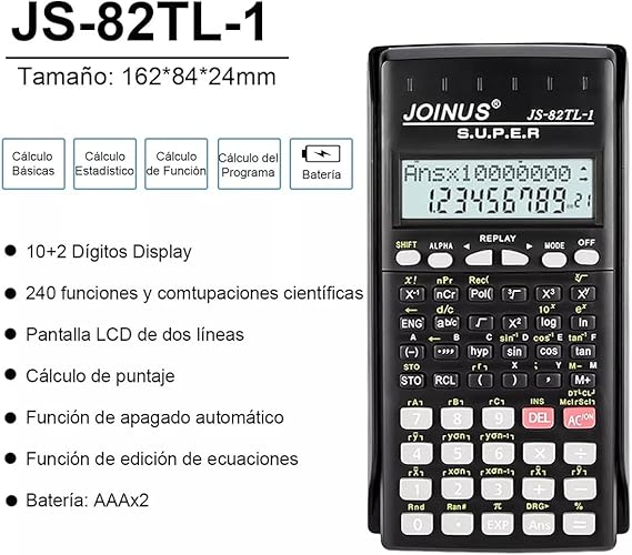 A MOXIMX Calculadora Científica, Calculadoras Batería, Calculadora Matemática Financiera con 240 Funciones, para Estudiantes universitarios de Secundaria.
