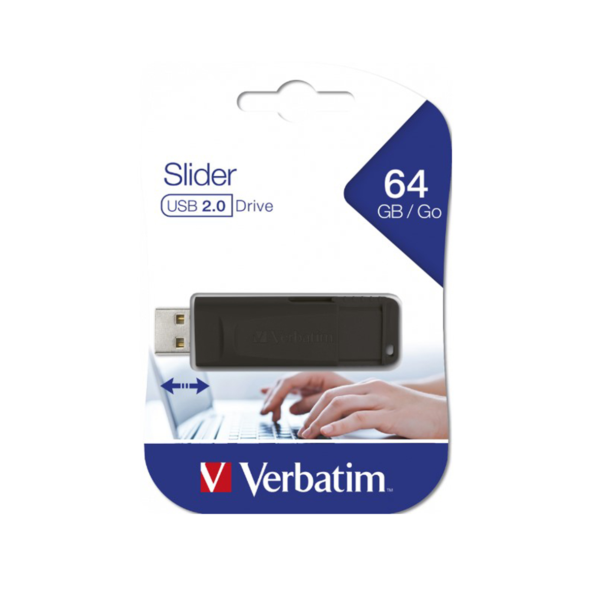 Memoria Flash USB 64GB Slider Negra Verbatim 98698.