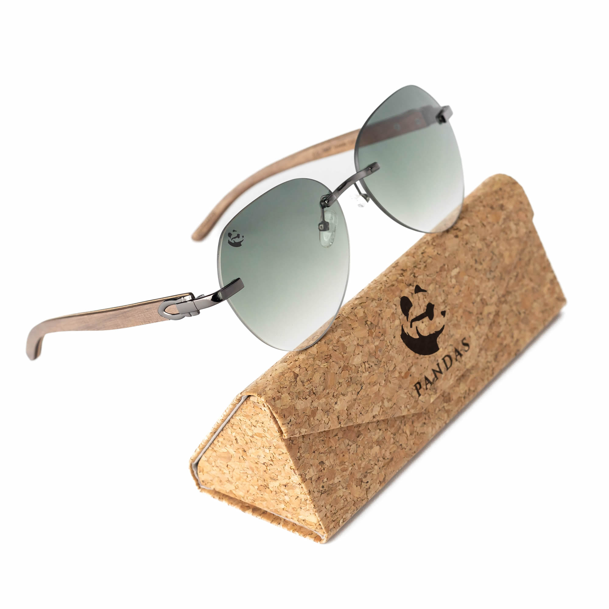 Lentes Gafas de Sol PANDAS Unisex Degradados de Madera UV400 Iguana Verde.
