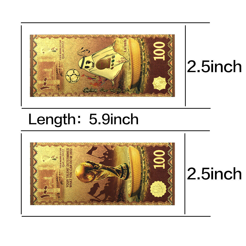 Nuevo! Billete Conmemorativo Mundial Catar Qatar 2022 Gold.