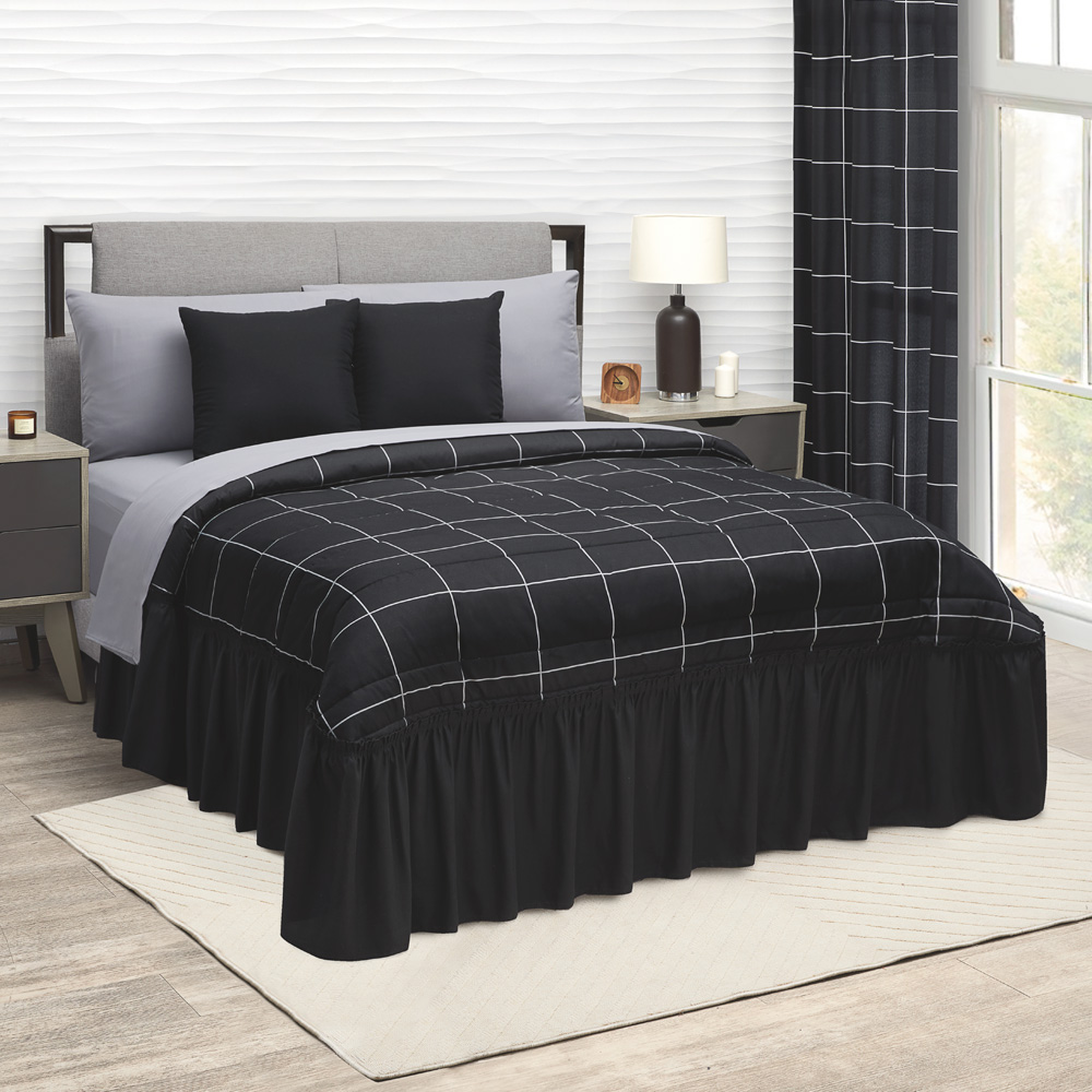 Colcha Con Cojines Logan King Size Negro.