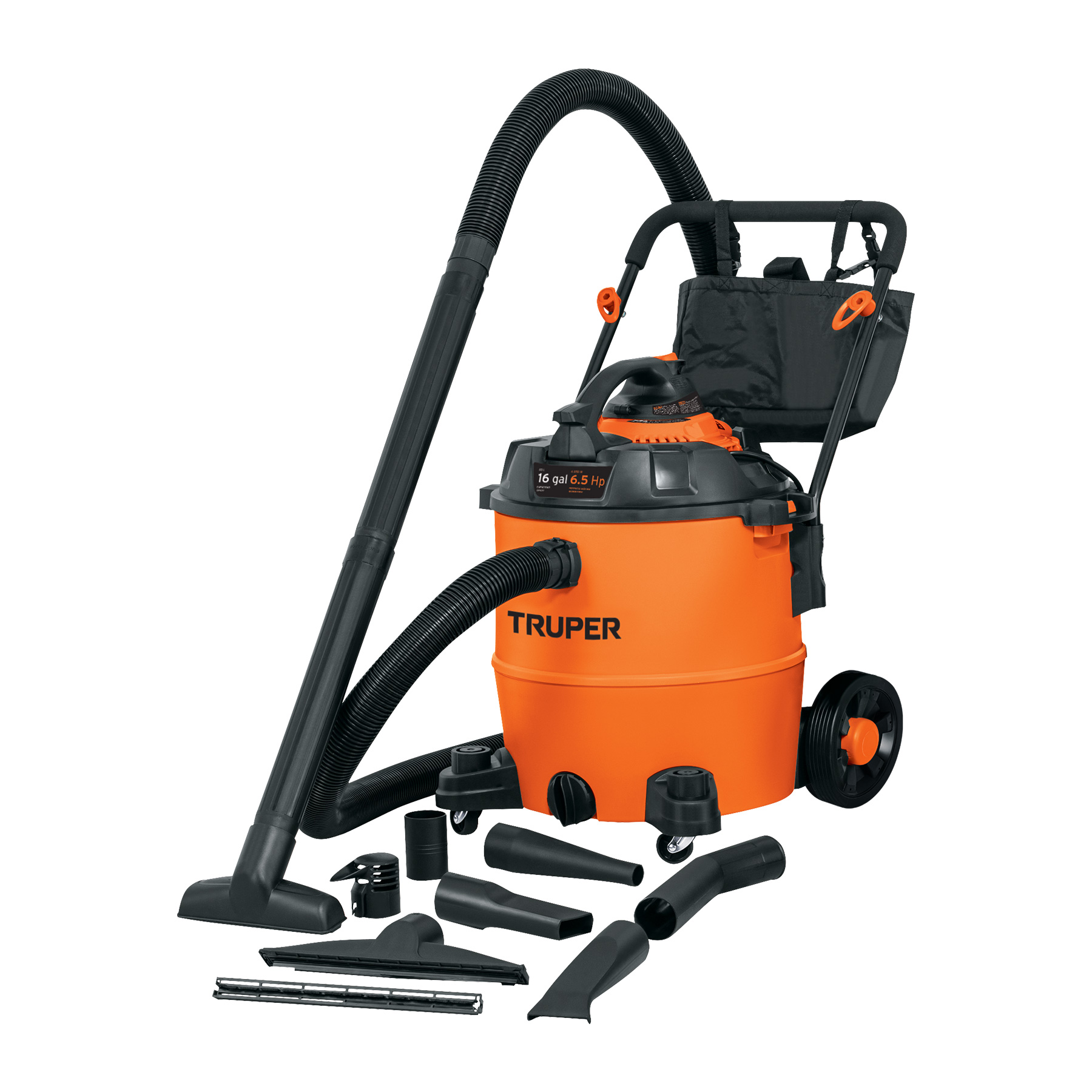 Aspiradora sopladora Truper de sólidos y líquidos 16 gal plástica ASP16S naranja