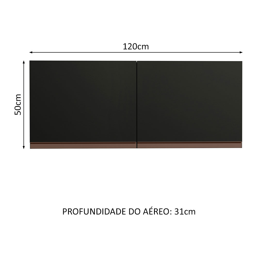 Alacena Gabinete Superior Cocina Madesa Reims 120cm Negro.