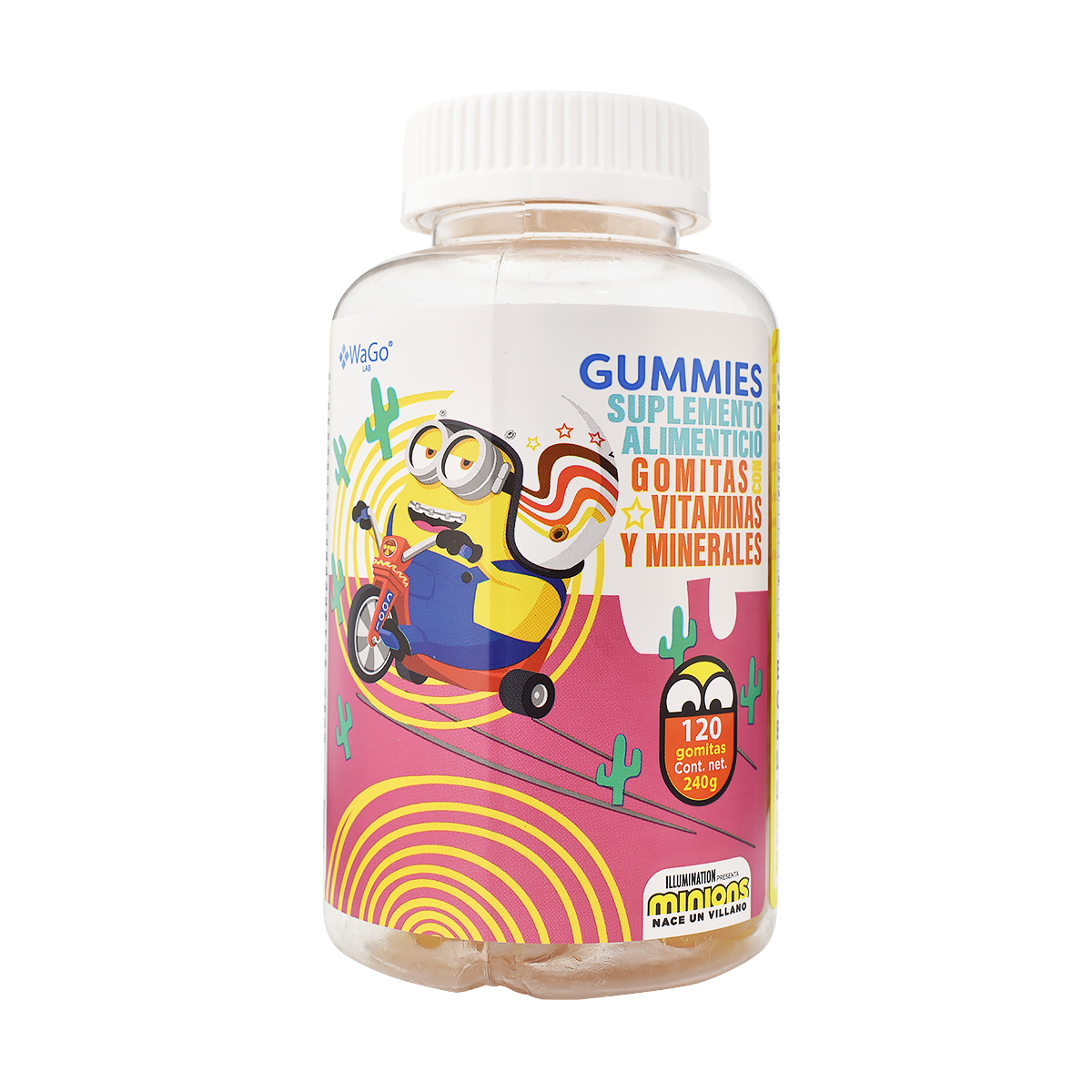 Gummies Minions WaGo LAB 120 Pzas. Cont. 240g Gomitas con vitaminas y minerales para niños y adultos