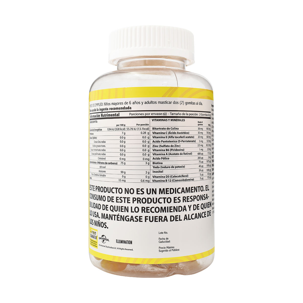 Gummies Minions WaGo LAB 120 Pzas. Cont. 240g Gomitas con vitaminas y minerales para niños y adultos