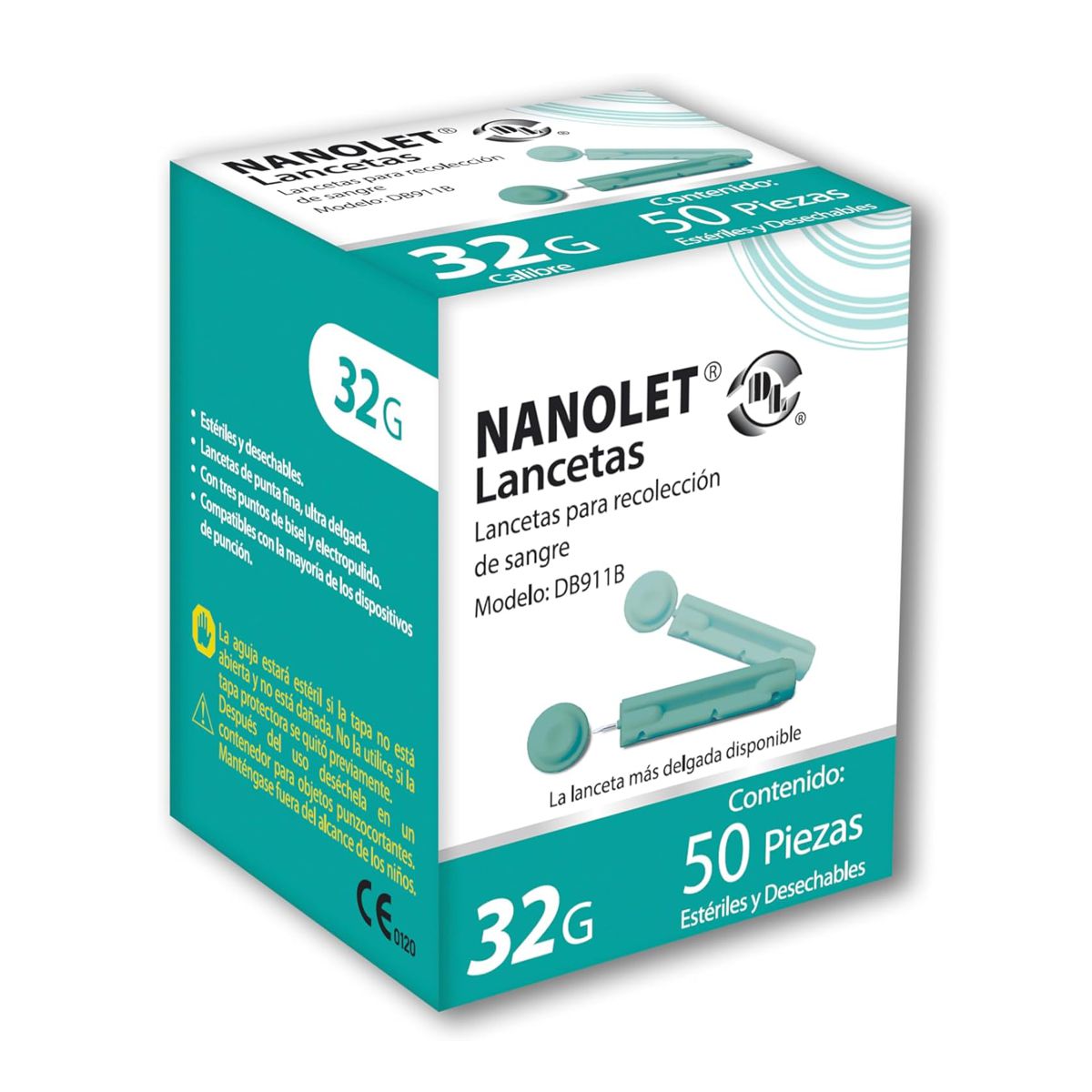 Lancetas Nanolet Para Glucometro Gmate 50 Pzas Dl.