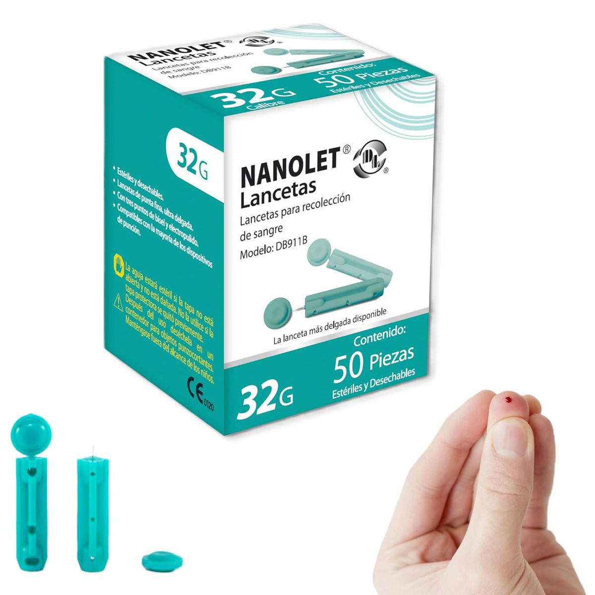 Lancetas Nanolet Para Glucometro Gmate 50 Pzas Dl.