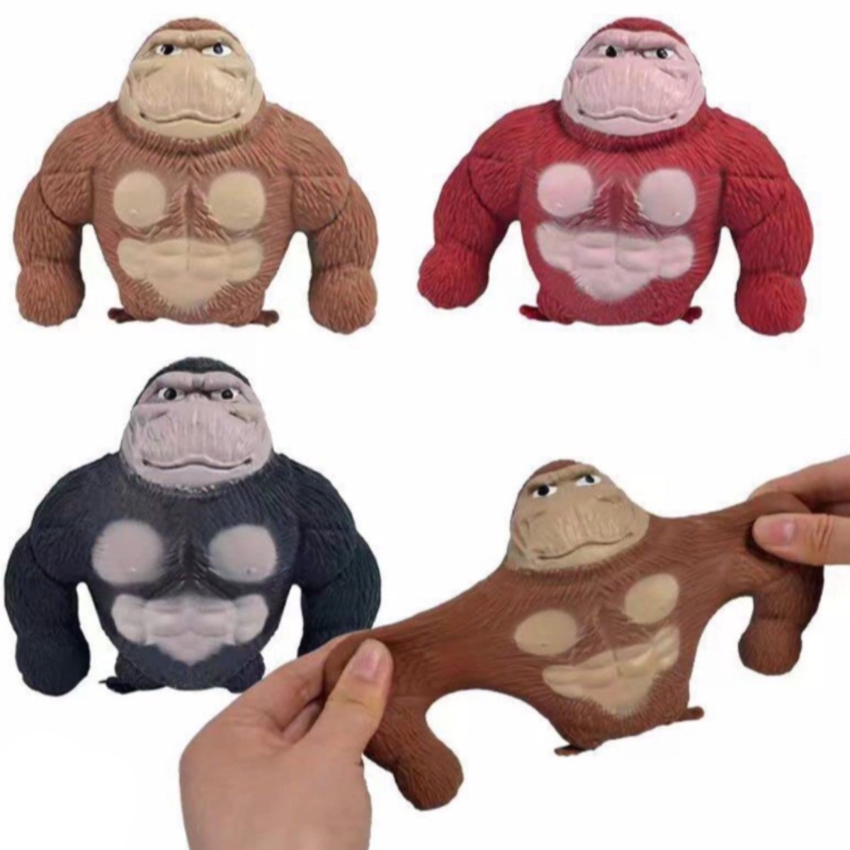 3 Gorila Estirable Ch Juguete Antiestrés Suave Squishy 260g.