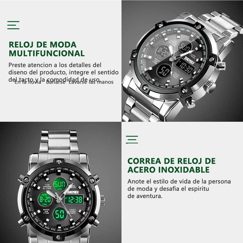 Reloj Elegante Skmei 1389 Triple Hora Acero Inoxidable