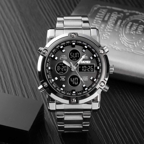 Reloj Elegante Skmei 1389 Triple Hora Acero Inoxidable