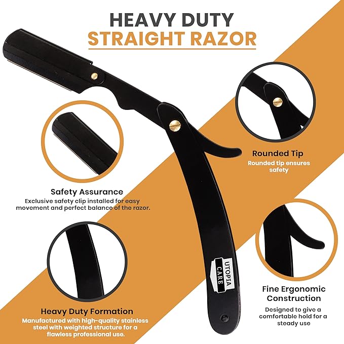 Professional Barber Straight Edge Razor Safety with 100-Pack Derby ...