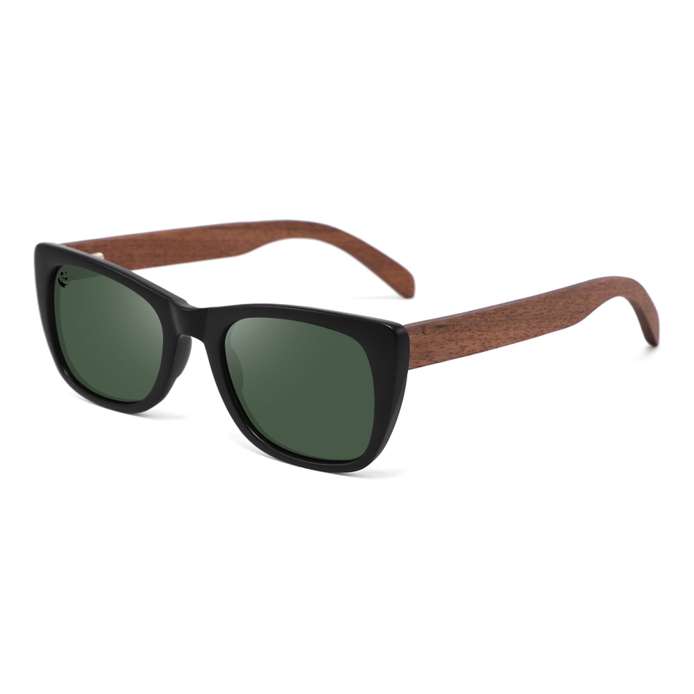 Lentes Gafas de Sol Polarizados para Mujer Dama PANDAS de Madera UV400 Danta Negro.