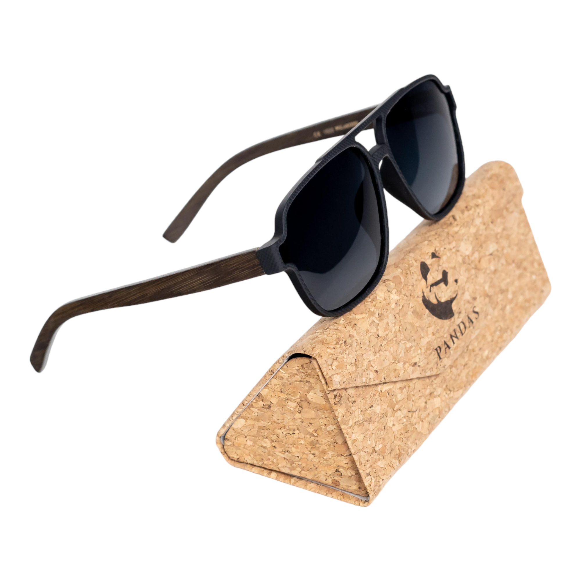 Lentes Gafas de Sol Polarizados para Hombre Caballero PANDAS de Bambú UV400 Gorila Negro.