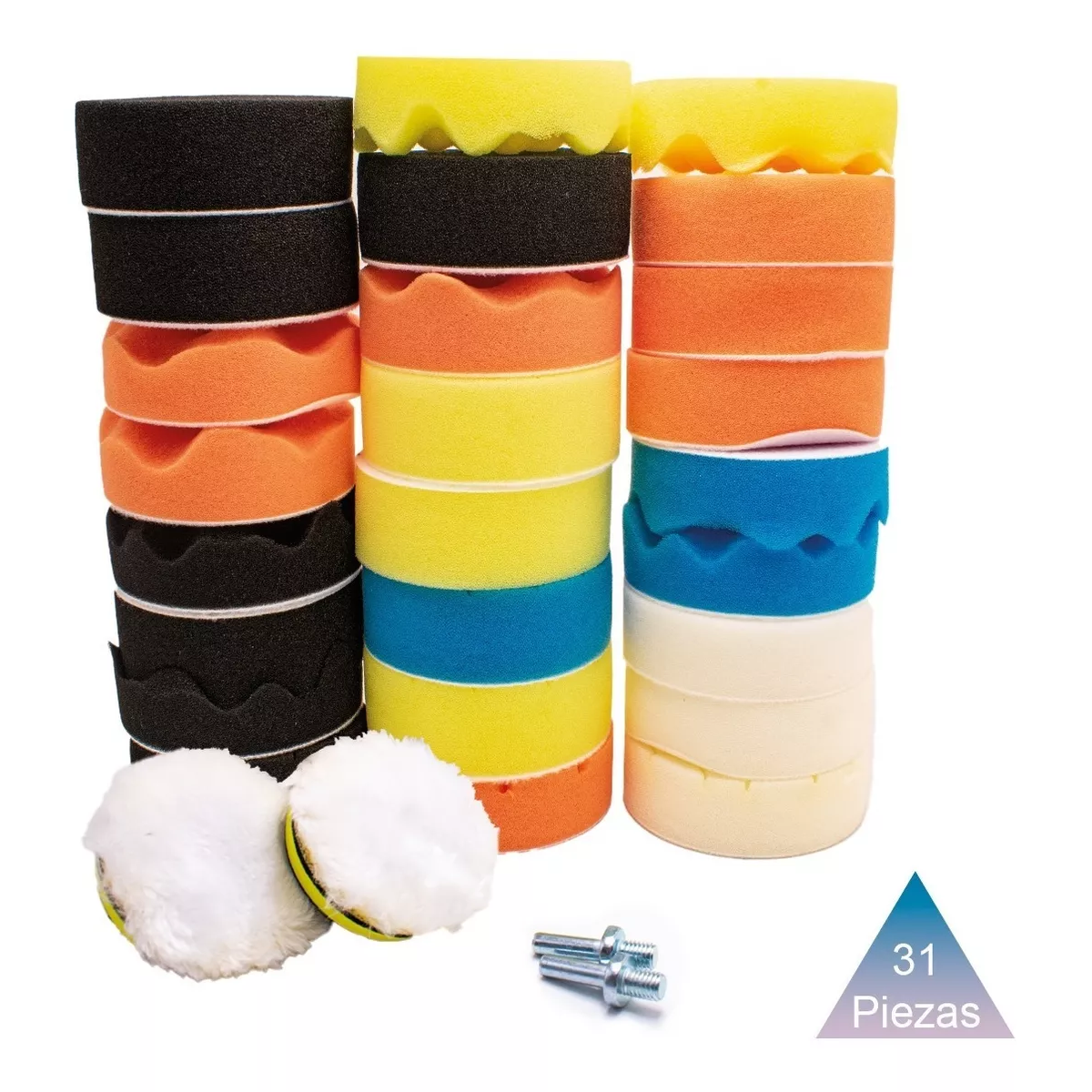 Kit Almohadillas Pulidora Esponja Pulir Encerar Borla 31 Pzs