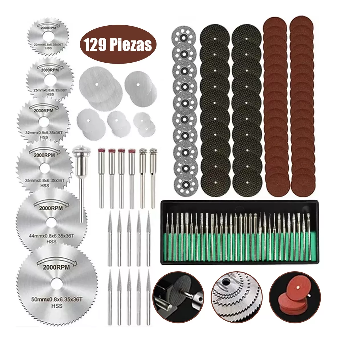 Kit Discos Corte Sierra Hss Para Dremel Mototool Taladro 129 Pzas