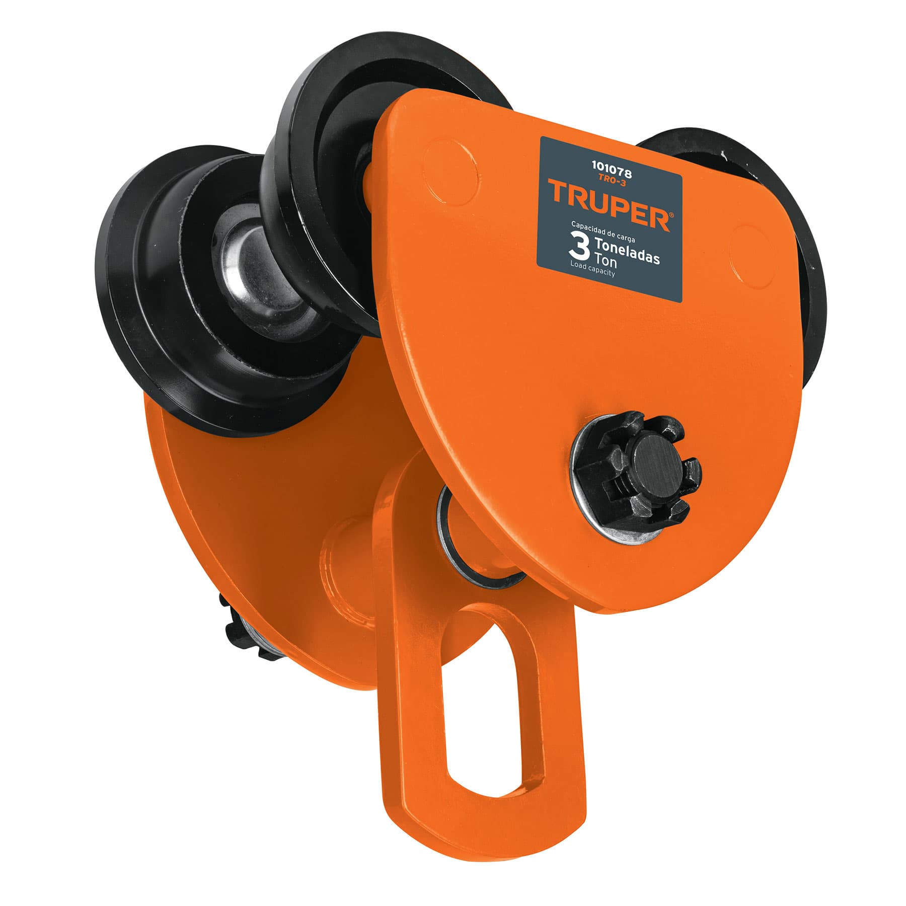 Trole de carga Truper 3 ton para vigas IPS e IPR ajustable 101078 naranja