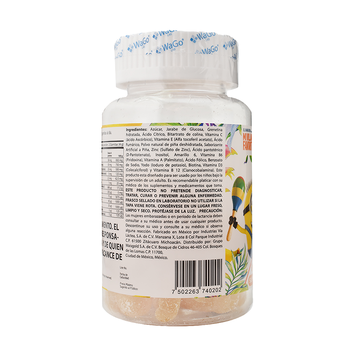 Gummies Minions WaGo LAB 30 Pzas. Cont. 60g Gomitas con vitaminas y minerales para niños y adultos