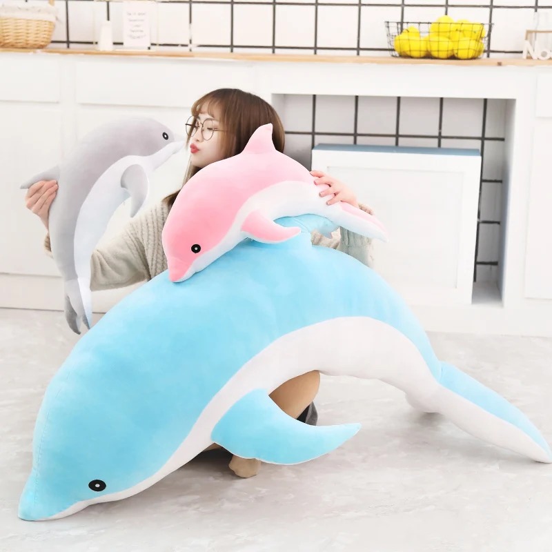 Peluche Animal Delfin Kawaii Almohada Suave Felpa Juguetes Niños Original 50cm ROSA