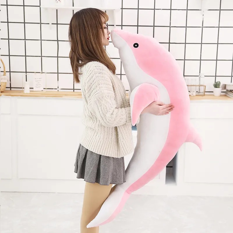 Peluche Animal Delfin Kawaii Almohada Suave Felpa Juguetes Niños Original 50cm ROSA