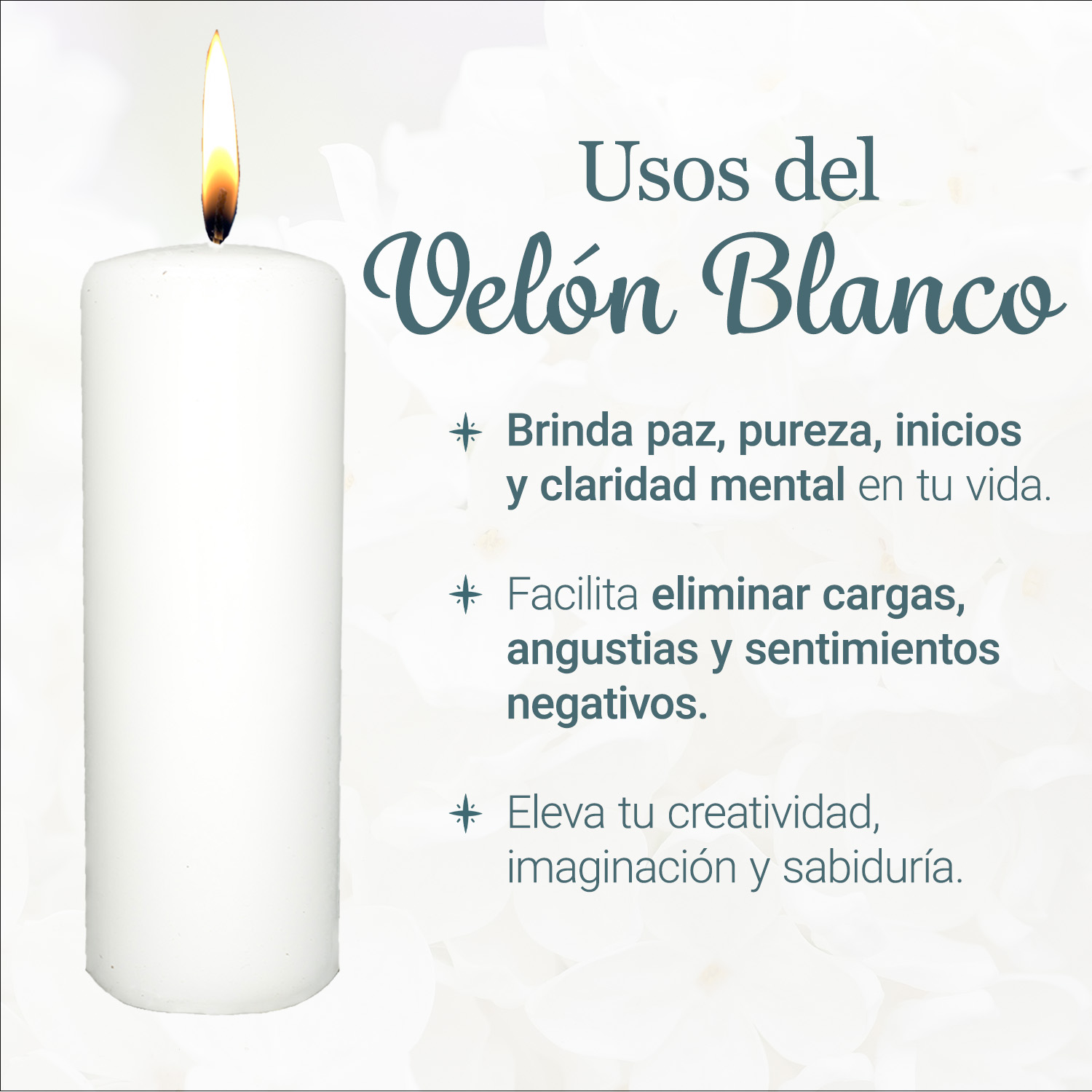 Vela Velón Cirio Blanco 19 Cm (g) Limpias Amarres Amor