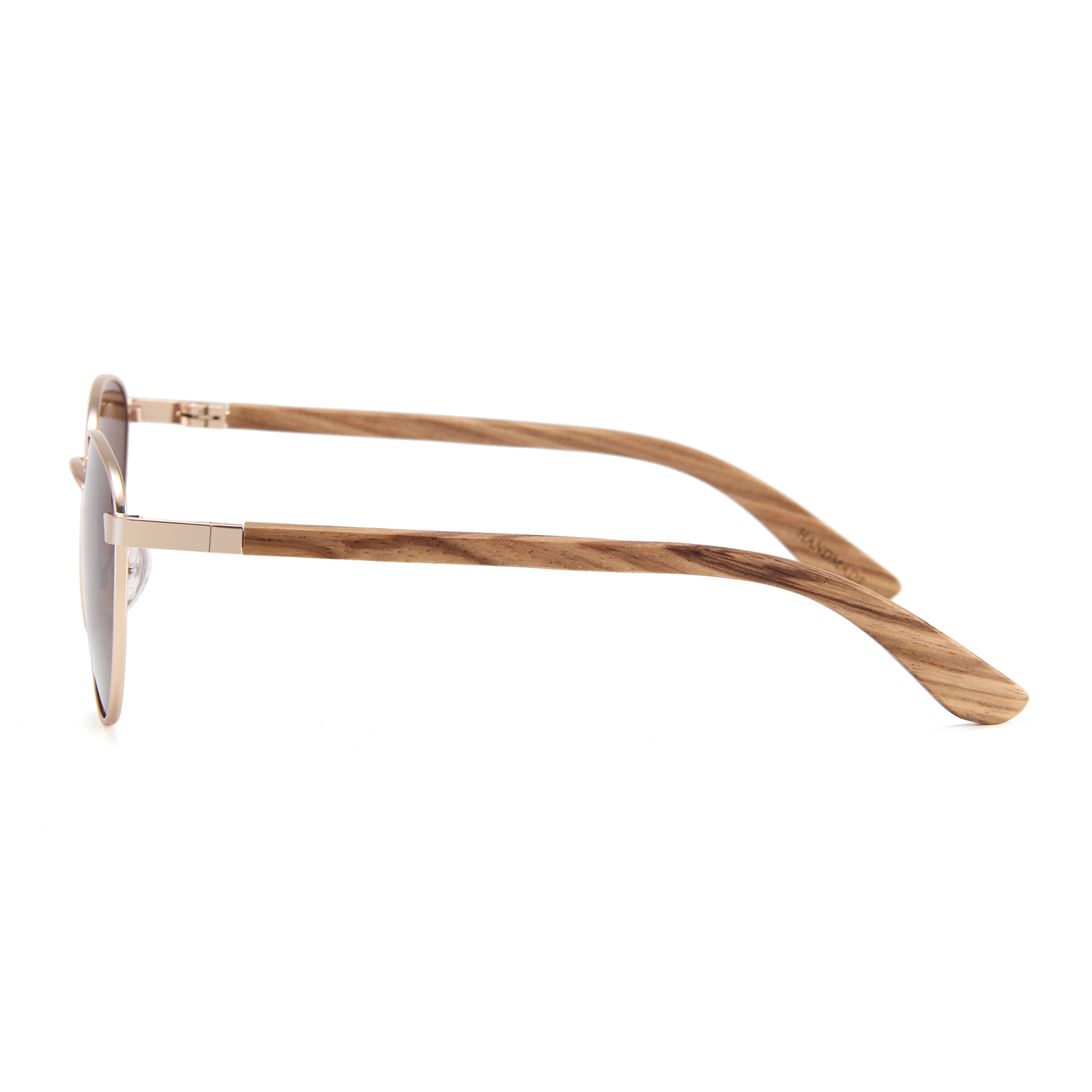 Lentes Gafas de Sol Polarizados PANDAS Unisex Redondos de Madera UV400 Grulla Café.