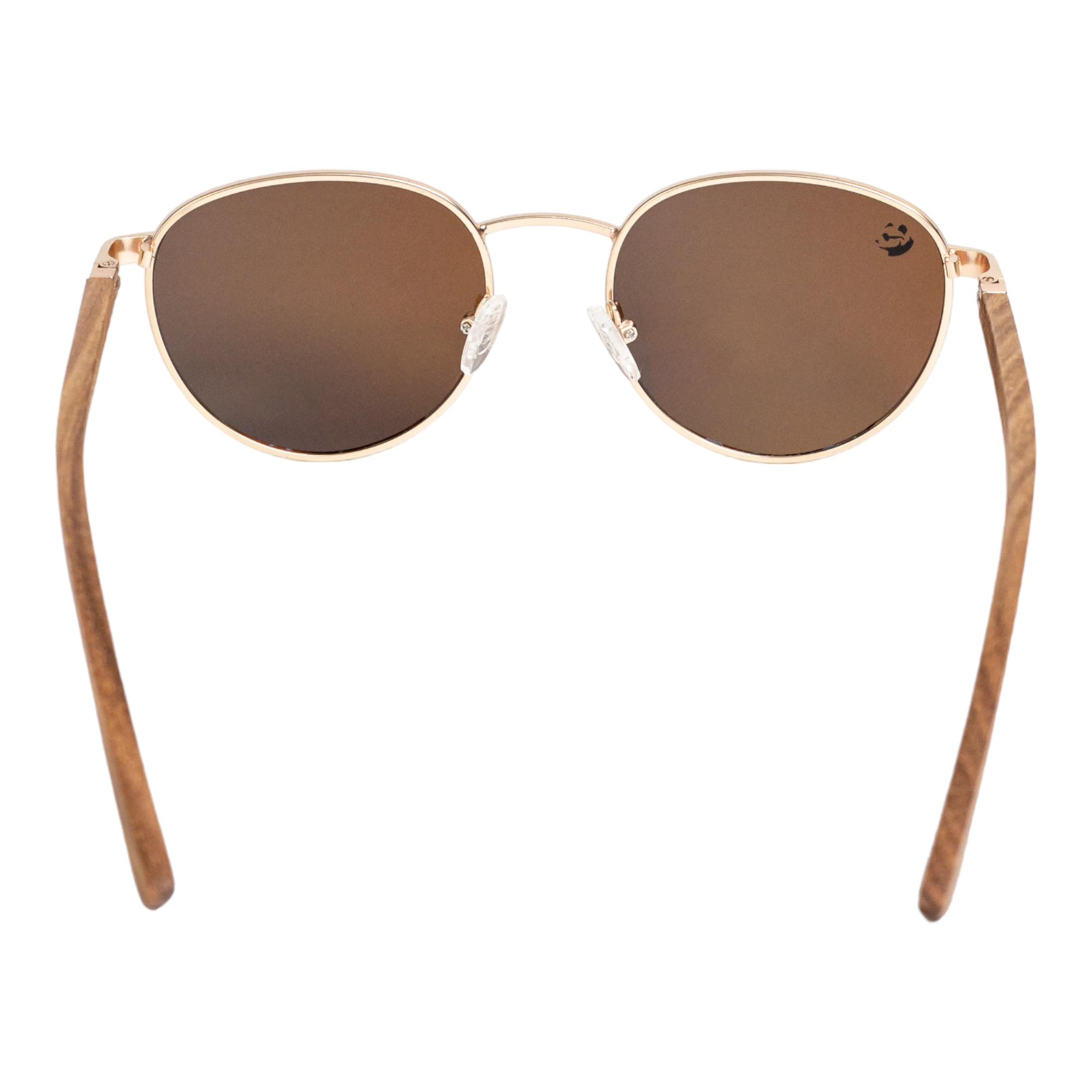 Lentes Gafas de Sol Polarizados PANDAS Unisex Redondos de Madera UV400 Grulla Café.