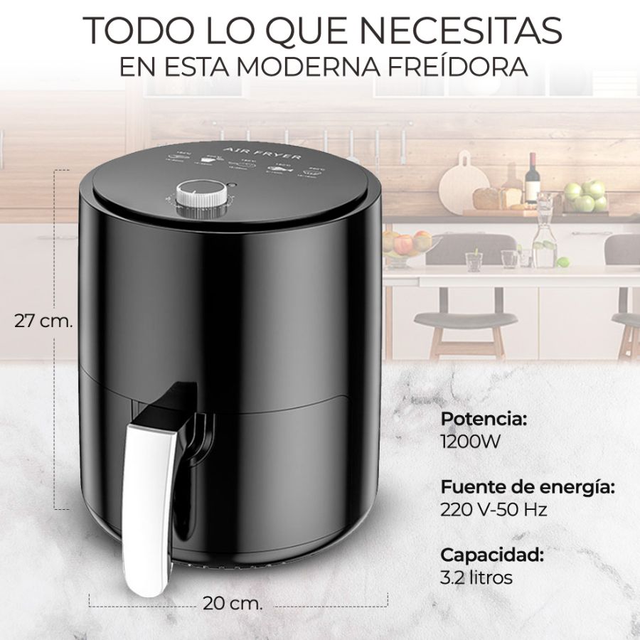 Freidora Eléctrica de Aire Multifunción para Alimentos 3.5 L.