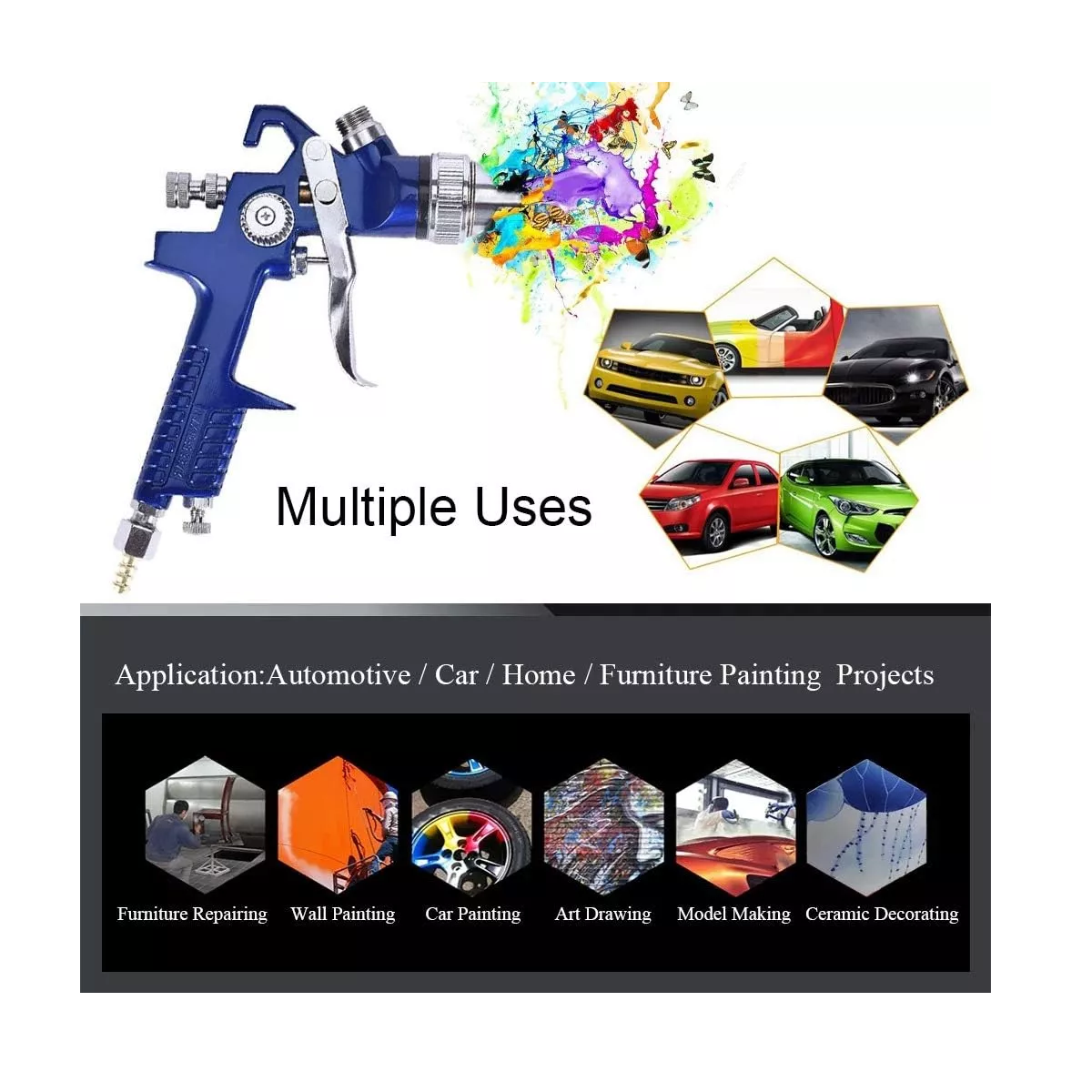 Set Pistola Paint Gravedad 0,8 Mm, 125 Ml + 1,4 Mm, 600 Ml