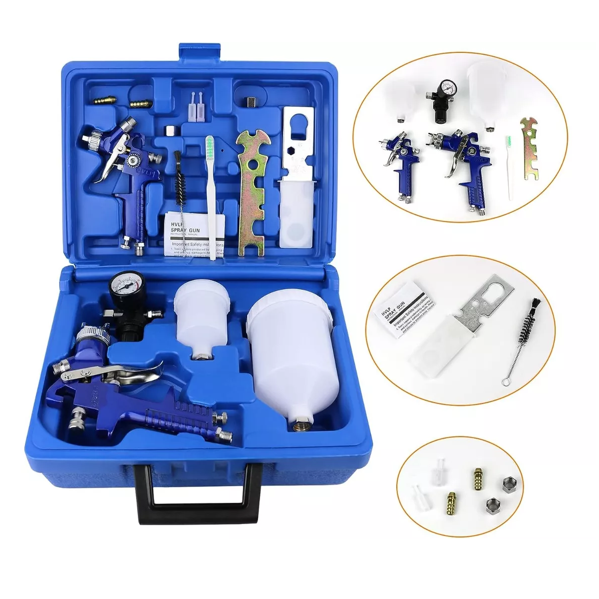 Set Pistola Paint Gravedad 0,8 Mm, 125 Ml + 1,4 Mm, 600 Ml