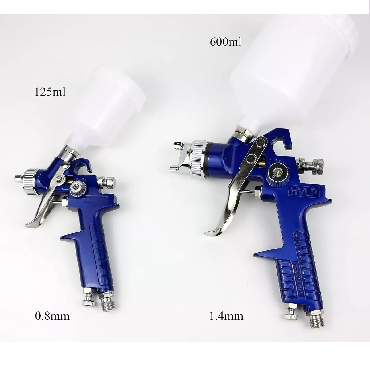 Set Pistola Paint Gravedad 0,8 Mm, 125 Ml + 1,4 Mm, 600 Ml