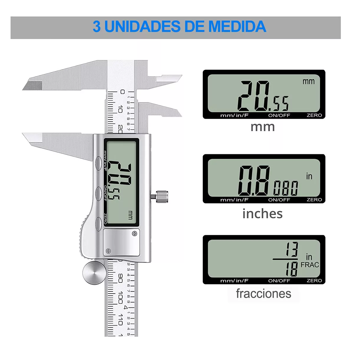 Calibrador Vernier digital profesional toda la estructura metal alta precisión uso industrial 