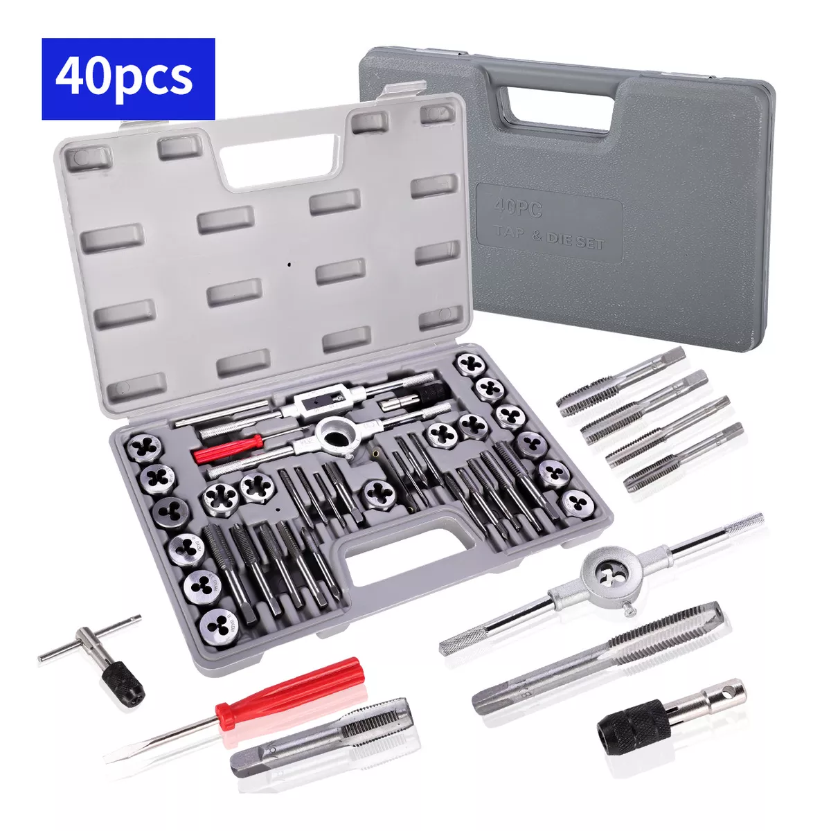Set Machuelos Y Terraja Métrico De Acero M3-m12 40 Piezas