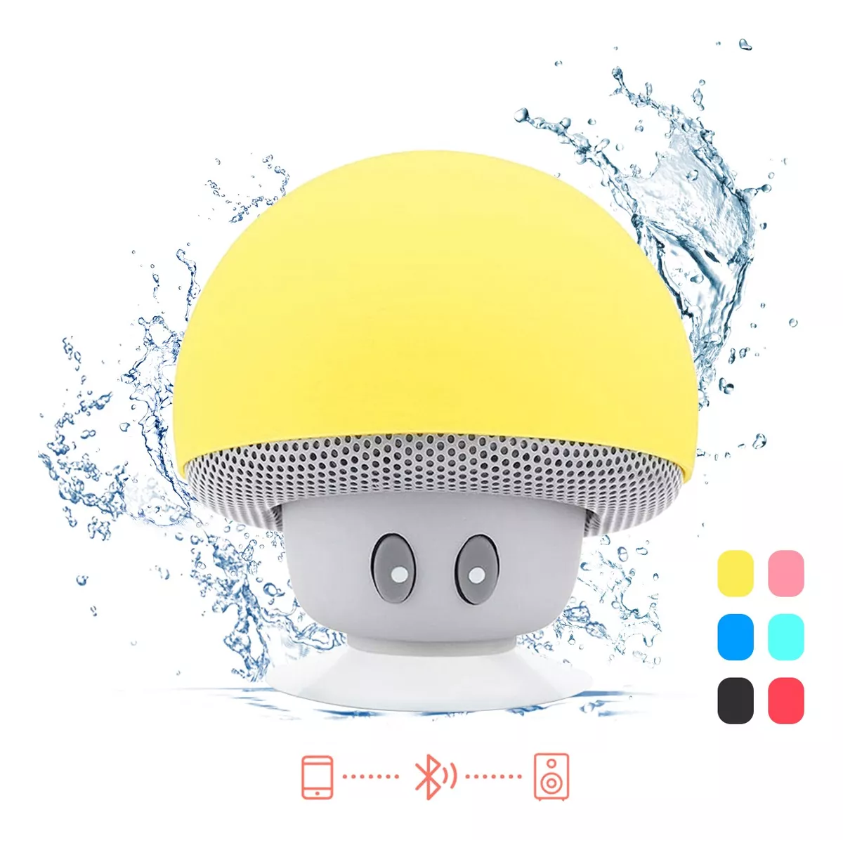 Mini Bocina Hongo Bluetooth Impermeable Recargable Amarilla
