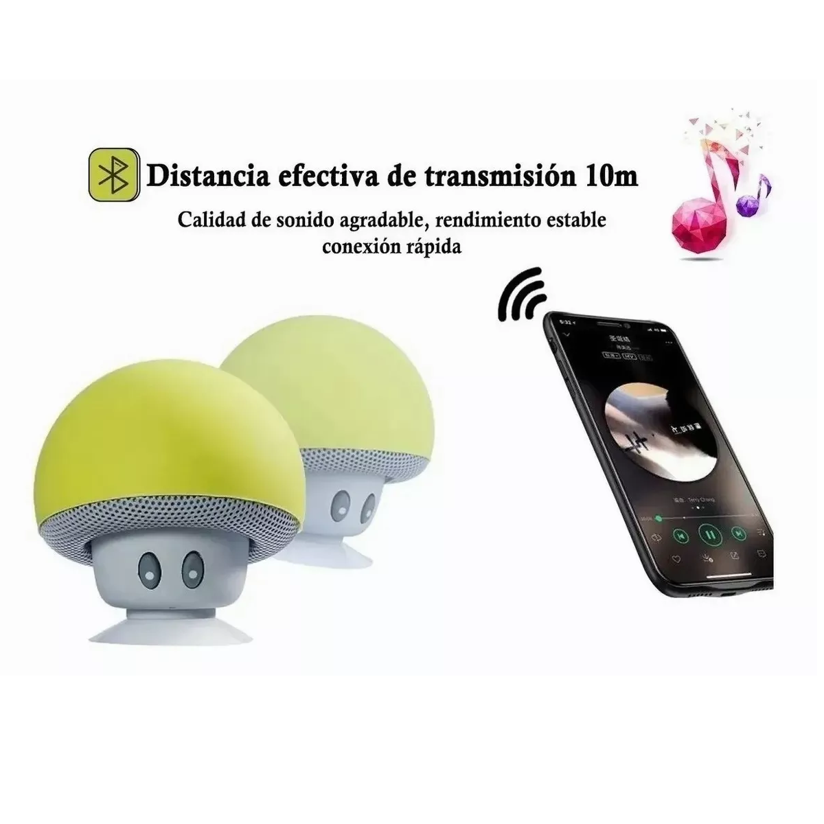 Mini Bocina Hongo Bluetooth Impermeable Recargable Amarilla
