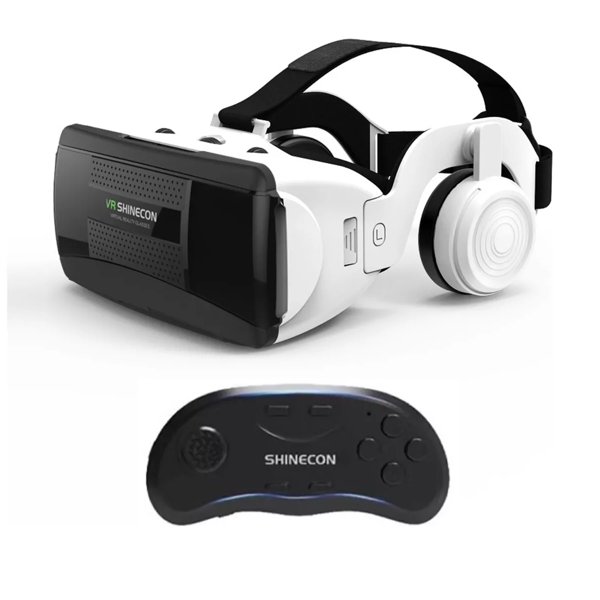 Lentes De Realidad Virtual Gafas 3d  Y Controlador Negro con Blanco .