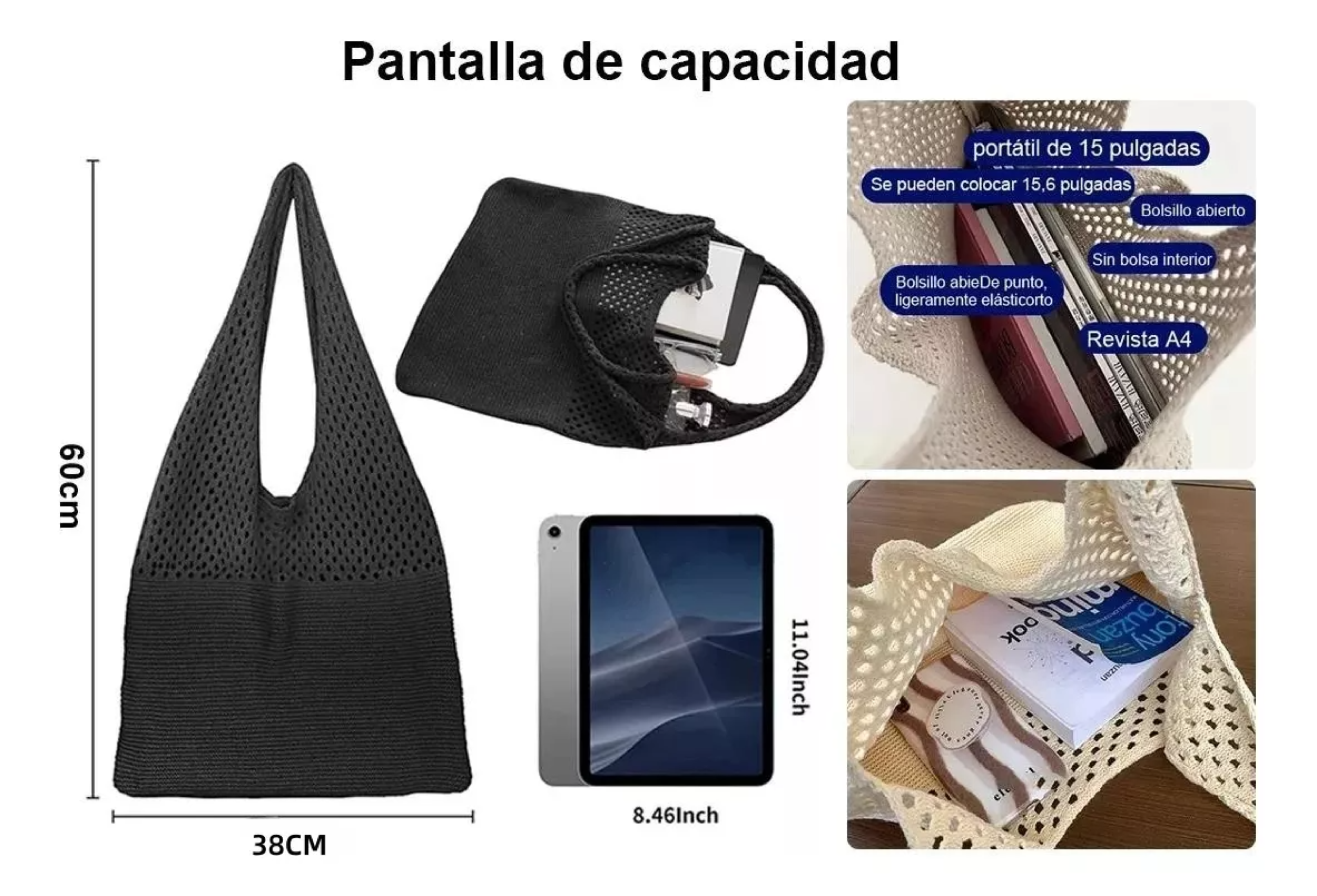 Bolso De Hombro Tejido De Mujer Para Vacaciones En La Playa.