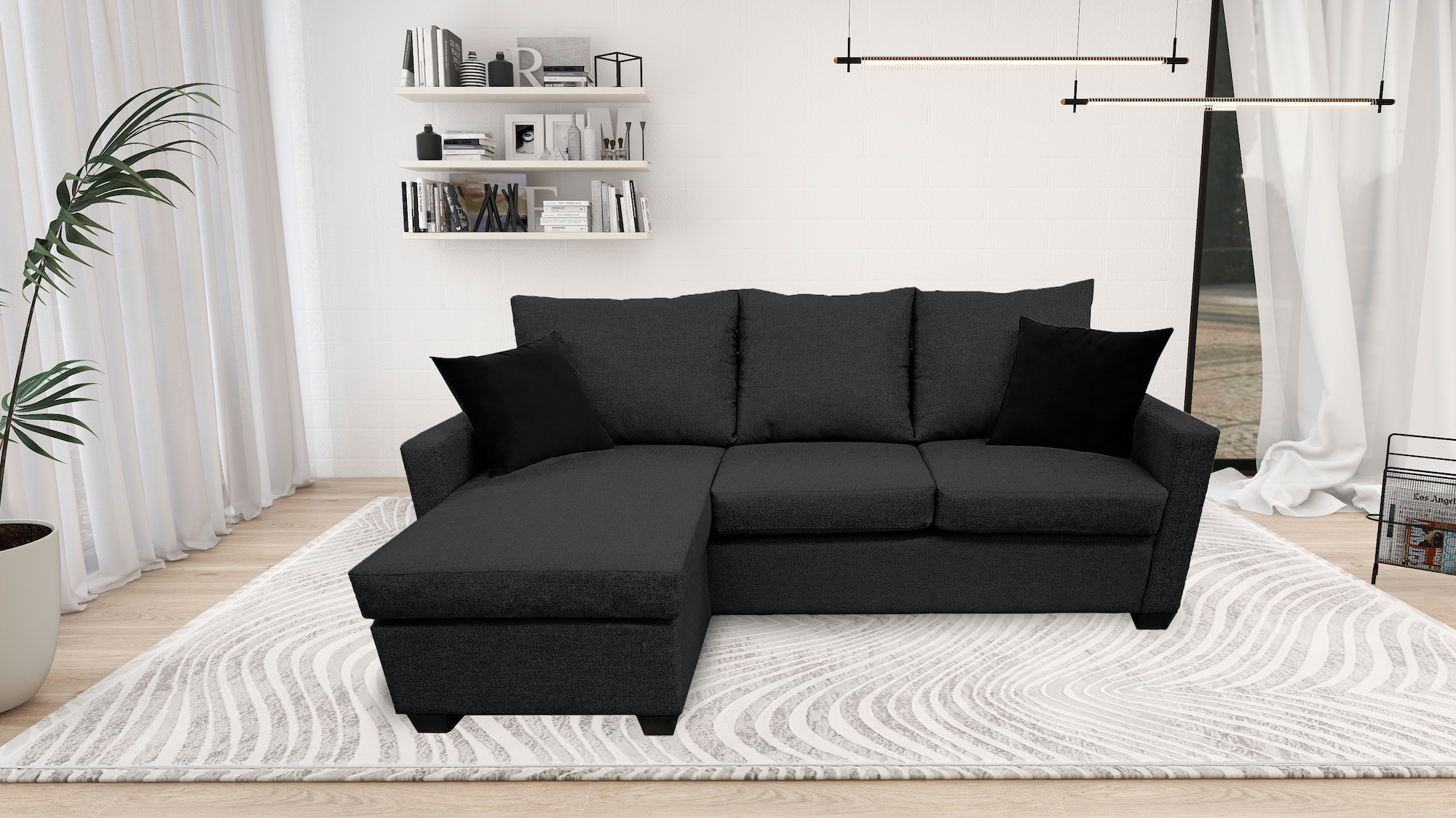 Sala Esquinera El Bazar Store Denver Gris Oxford, 200x140 cm, Lado derecho e Izquierdo, Lino nacional, Sofa.