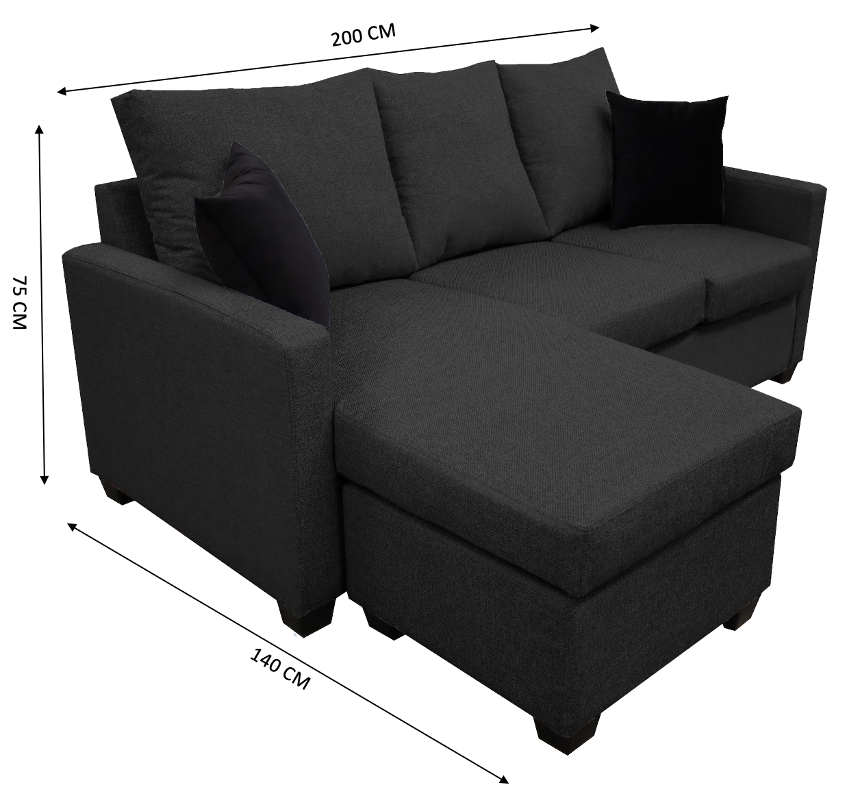 Sala Esquinera El Bazar Store Denver Gris Oxford, 200x140 cm, Lado derecho e Izquierdo, Lino nacional, Sofa.