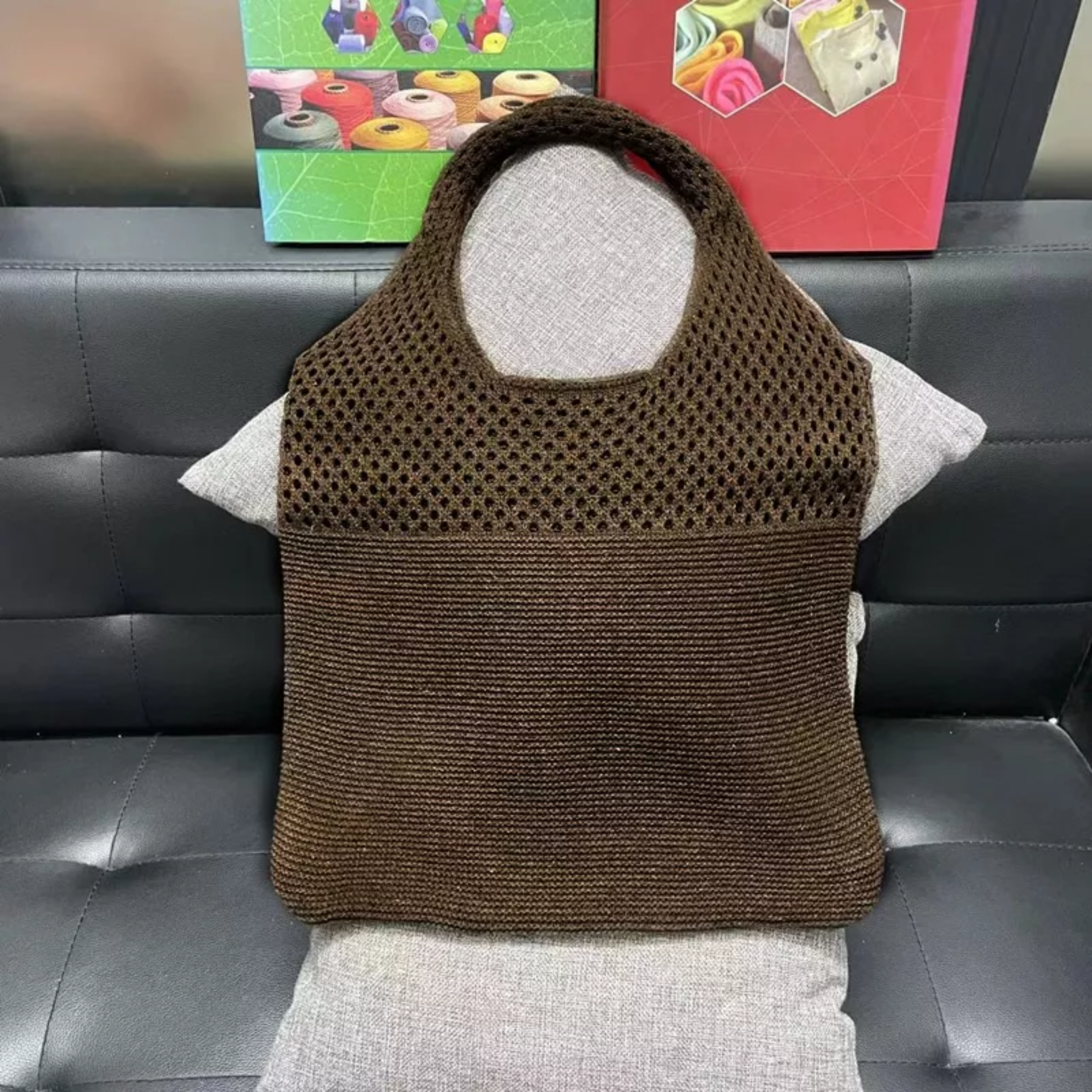 Bolso De Hombro Tejido De Mujer Para Vacaciones En La Playa.
