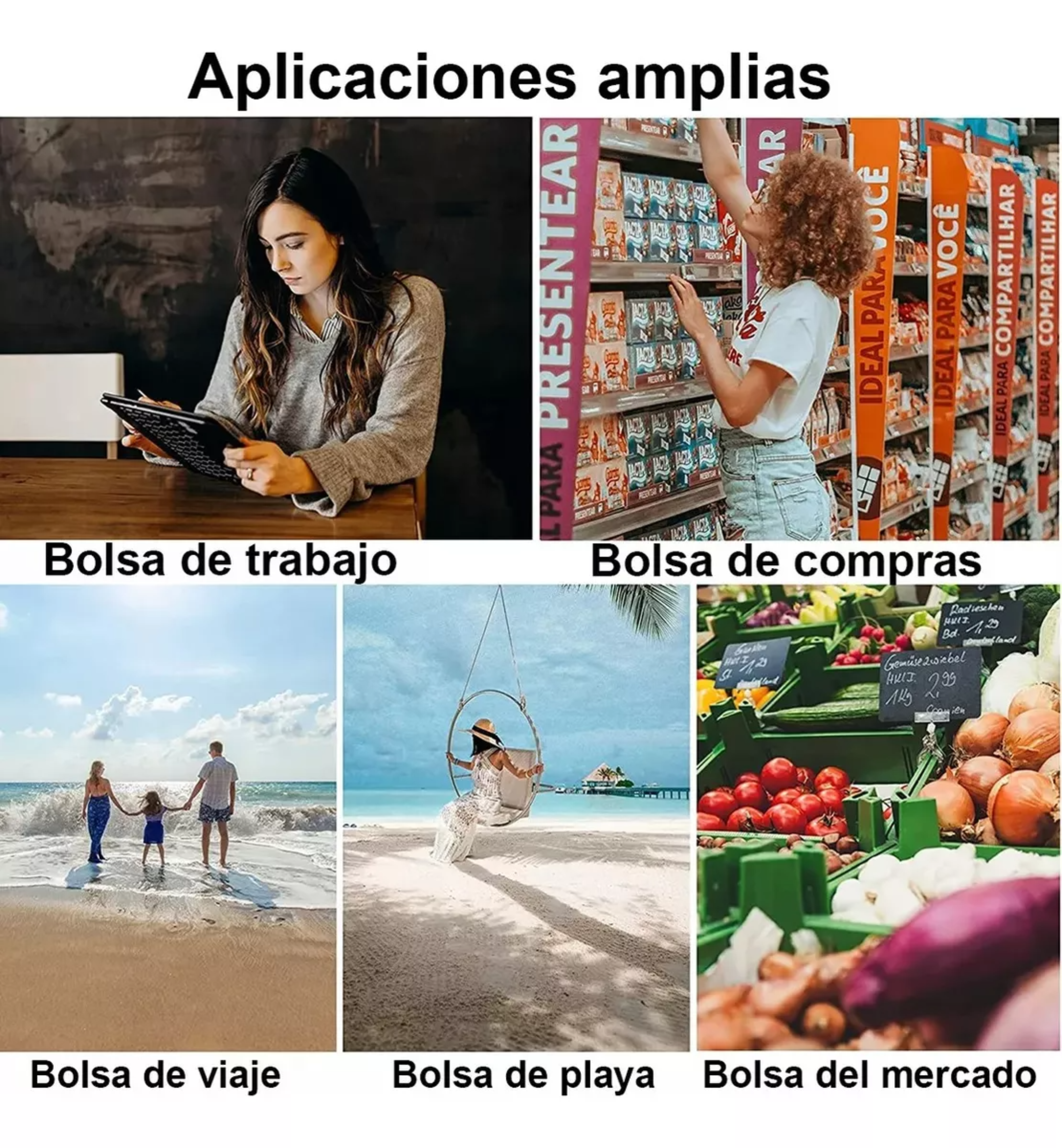 Bolso De Hombro Tejido De Mujer Para Vacaciones En La Playa.