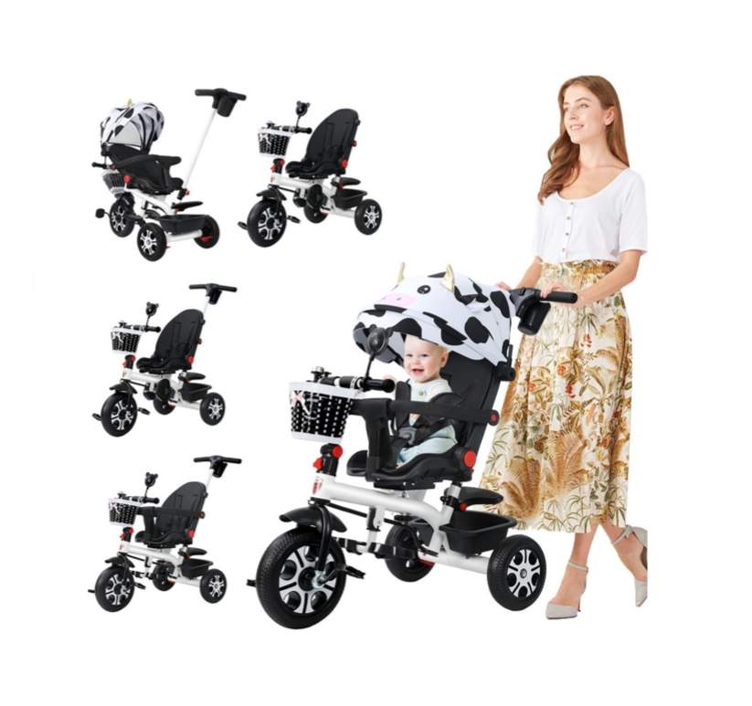 Carriola De Bebé Tipo Triciclo Plegable Y Portátil 5 En 1 Color Blanco.