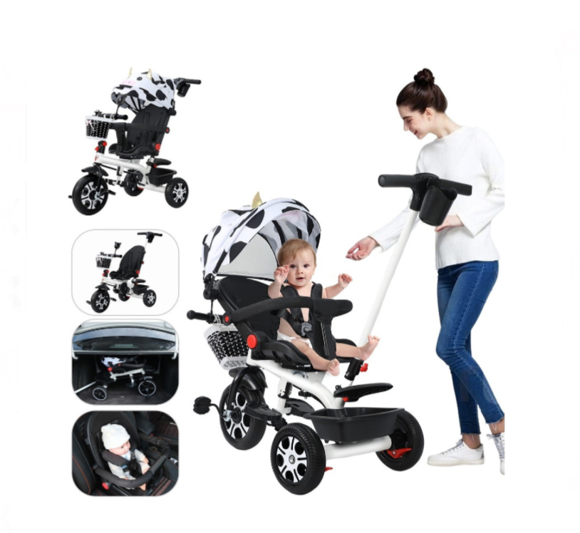 Carriola De Bebé Tipo Triciclo Plegable Y Portátil 5 En 1 Color Blanco.