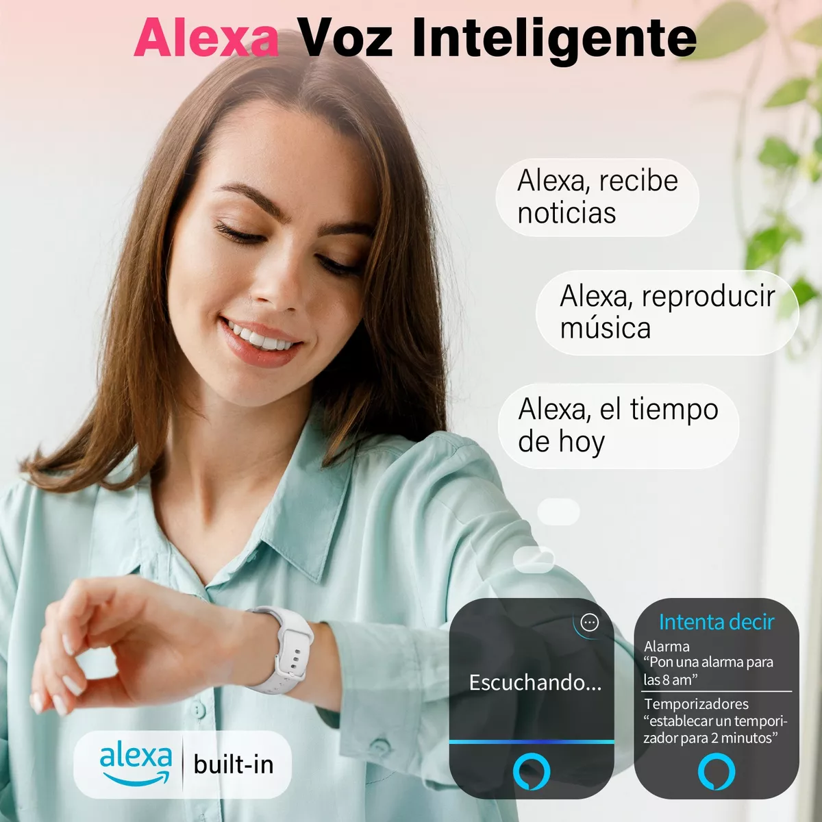 Smartwatch 1.8'' Reloj Inteligente Bluetooth Llamada Alexa Blanco