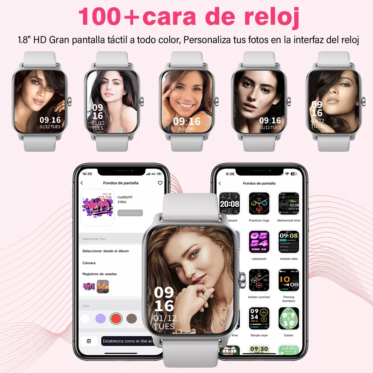 Smartwatch 1.8'' Reloj Inteligente Bluetooth Llamada Alexa Blanco