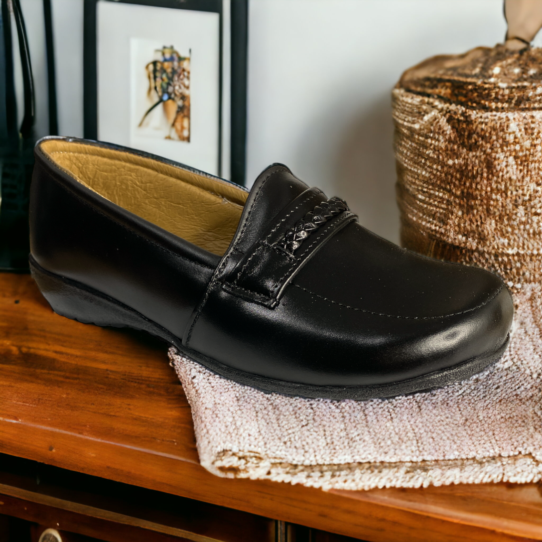 Zapato Cómodo Dama Pie Diabético O Delicado, Piel Flats LAS CUATAS.